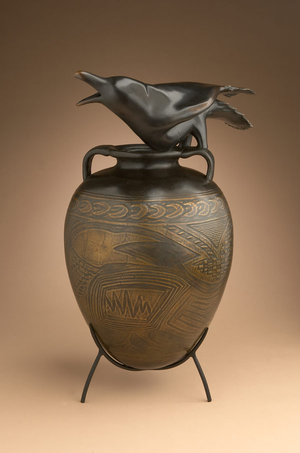 "Raven Jar with Incised Drawing" 5 of 12